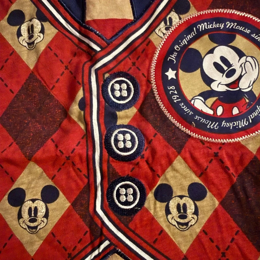 Disney Boys Cotton Short Sleeve Tee Mickey Mouse Argyle